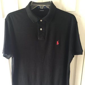 Polo Ralph Lauren Men's Polo Shirt - Custom Slim Fit - Medium - Black - Cotton